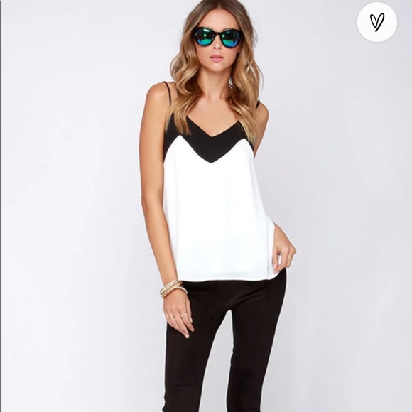 Lulu’s Ivory and Black Tank - Picture 2 of 6